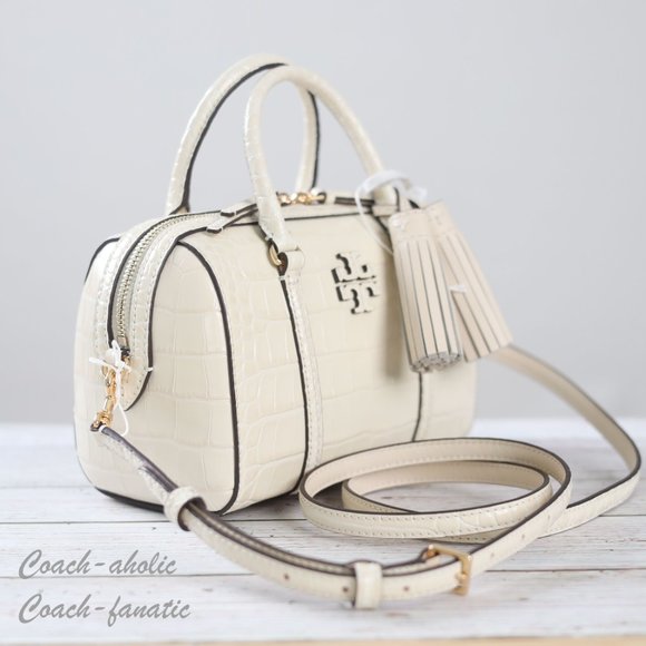 NWT Tory Burch 153463 Thea Mini Satchel Embossed Leather Crossbody in New Cream - Picture 4 of 12